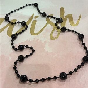 Black Frosted Cold Stone Beaded Over Head Necklace Simple Elegant Jewelry